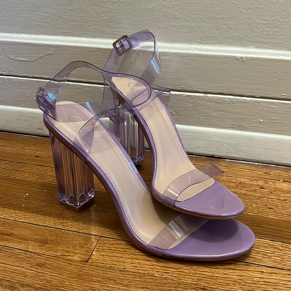 Nasty Gal Translucent Purple Strappy Heels